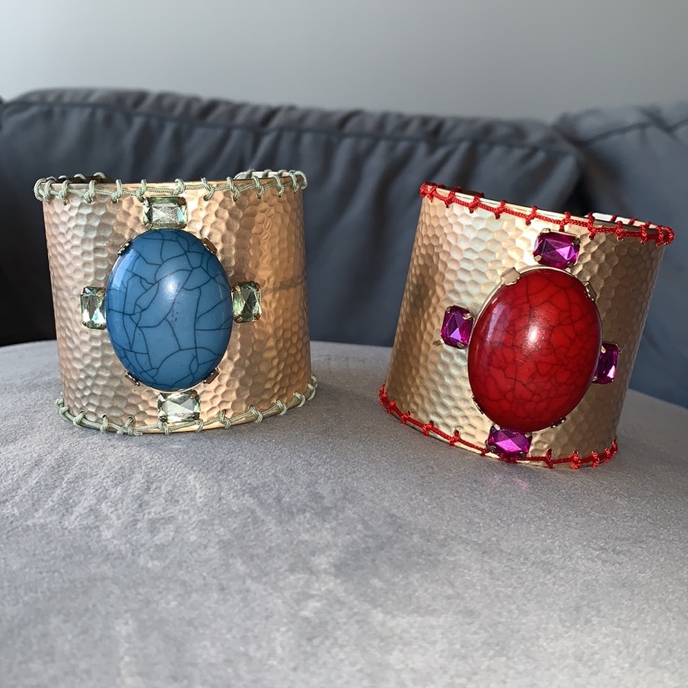 Brass adjustable bracelets set.
